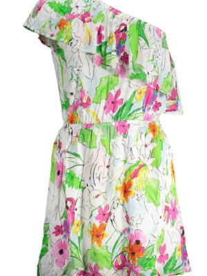 VESTIDO CORTO DESIGUAL MUJER BLANCO