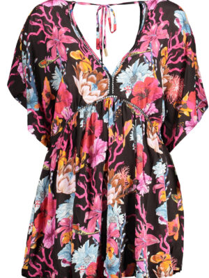 VESTIDO CORTO DESIGUAL MUJER NEGRO