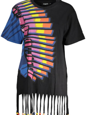 VESTIDO CORTO DESIGUAL MUJER NEGRO