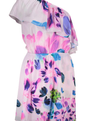 VESTIDO CORTO DESIGUAL MUJER ROSA