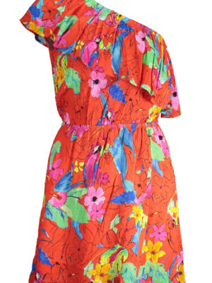 VESTIDO CORTO ROJO DESIGUAL PARA MUJER