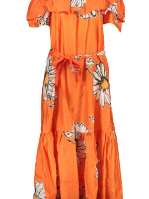 VESTIDO LARGO MUJER DESIGUAL NARANJA