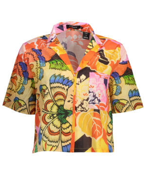 CAMISETA MANGA CORTA DESIGUAL AMARILLO MUJER