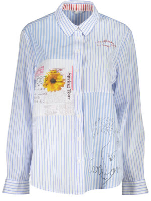 CAMISA DE MANGA LARGA DESIGUAL MUJER AZUL