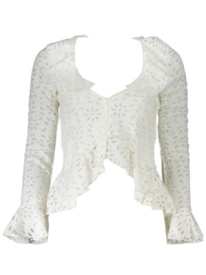 CAMISETA DESIGUAL MANGA LARGA MUJER BLANCO