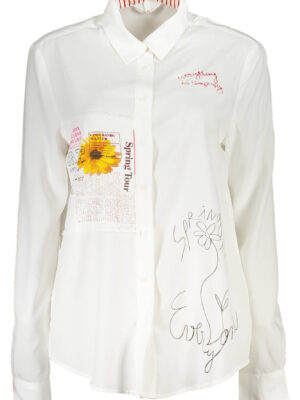 CAMISA DE MANGA LARGA DESIGUAL MUJER BLANCA