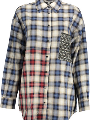 CAMISA DE MANGA LARGA DESIGUAL MUJER AZUL