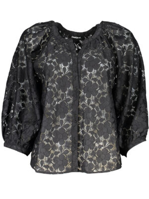 CAMISA MANGA LARGA MUJER DESIGUAL NEGRO