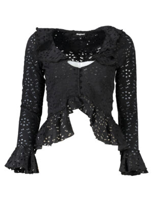 CAMISA DE MANGA LARGA DESIGUAL MUJER NEGRA