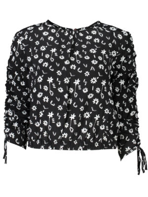 CAMISA DE MANGA LARGA DESIGUAL MUJER NEGRA