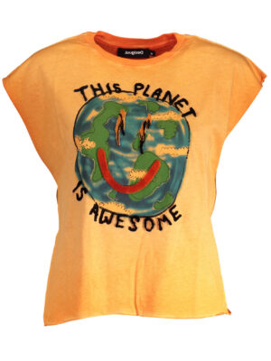 CAMISETA DE MANGA CORTA DE MUJER DESIGUAL NARANJA