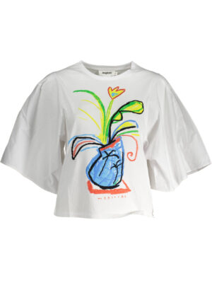 CAMISETA MANGA CORTA MUJER DESIGUAL BLANCO