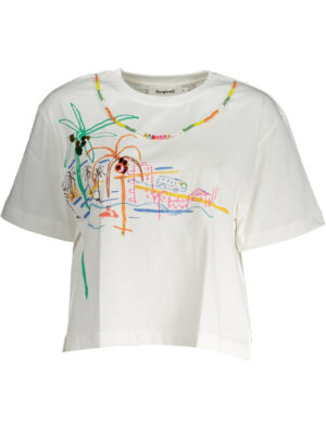 CAMISETA MANGA CORTA MUJER DESIGUAL BLANCO