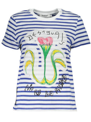 CAMISETA DE MANGA CORTA DESIGUAL MUJER AZUL