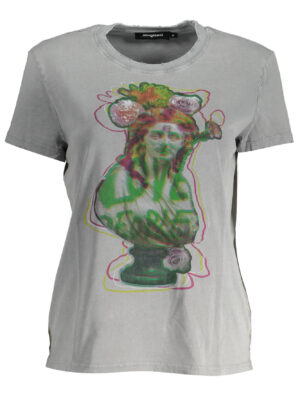 CAMISETA DE MANGA CORTA DESIGUAL MUJER GRIS