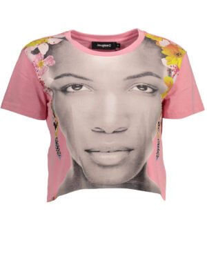 CAMISETA MANGA CORTA MUJER DESIGUAL ROSA