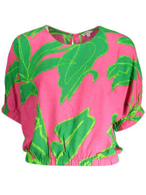 CAMISETA DE MANGA CORTA DE MUJER DESIGUAL ROSA