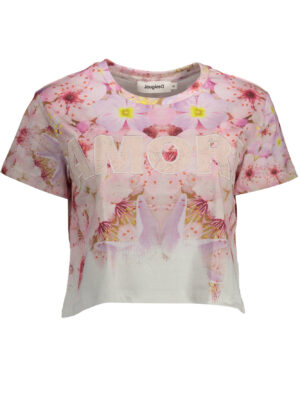 CAMISETA MANGA CORTA MUJER DESIGUAL ROSA
