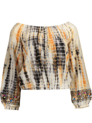 CAMISETA MANGA LARGA MUJER DESIGUAL BEIGE