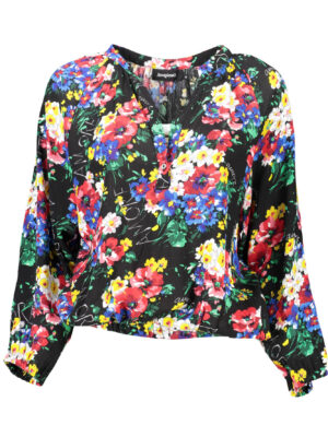 CAMISETA MANGA LARGA MUJER DESIGUAL NEGRA