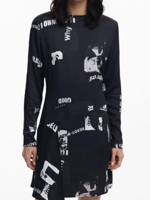 VESTIDO CORTO NEGRO DE MUJER DESIGUAL