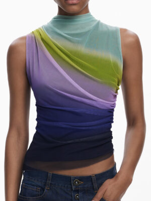 CAMISETA DE TIRANTES VERDE DE MUJER DESIGUAL