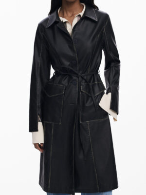 ABRIGO NEGRO DE MUJER DESIGUAL