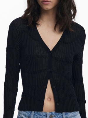 CÁRDIGAN NEGRO DE MUJER DESIGUAL