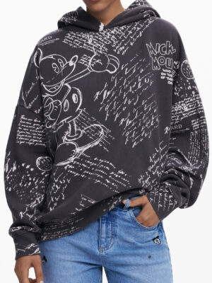 SUDADERA NEGRA CON CREMALLERA DE MUJER DESIGUAL