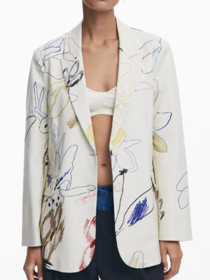 CHAQUETA BLANCA CLÁSICA DE MUJER DESIGUAL