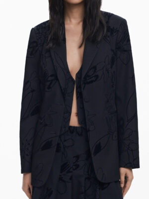 CHAQUETA NEGRA CLÁSICA DE MUJER DESIGUAL