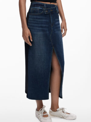 FALDA LARGA AZUL DE MUJER DESIGUAL