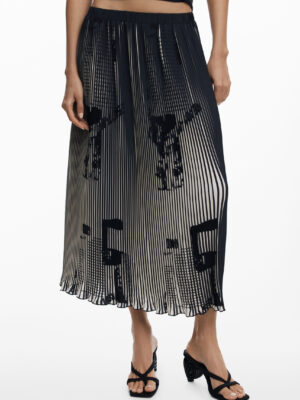 FALDA LARGA DE MUJER DESIGUAL NEGRA