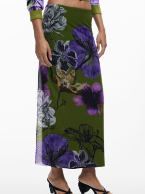 FALDA LARGA VERDE DE MUJER DESIGUAL