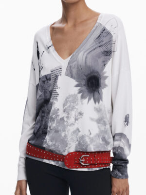 SUÉTER BLANCO DE MUJER DESIGUAL