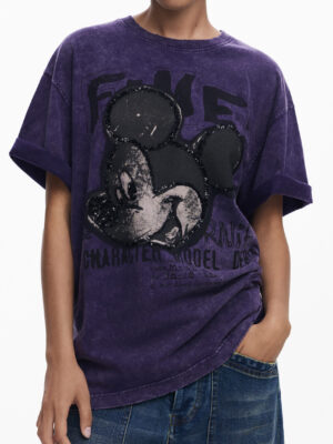 CAMISETA DE MANGA CORTA DE MUJER DESIGUAL MORADA